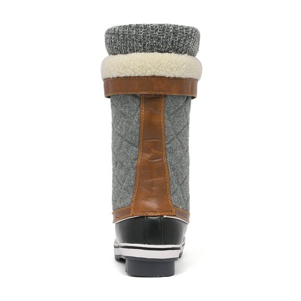 Lace Up Winter Fur Snow Boots - BLACK GREY - 5